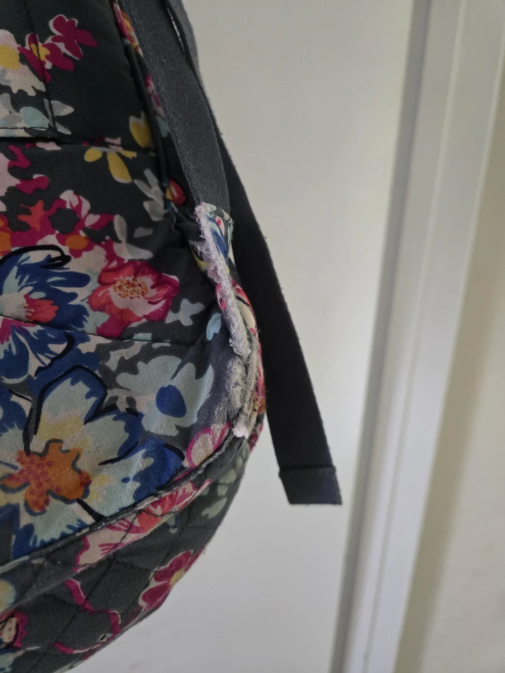 Vera Bradley Quilted Floral Backpack in Grey Floral